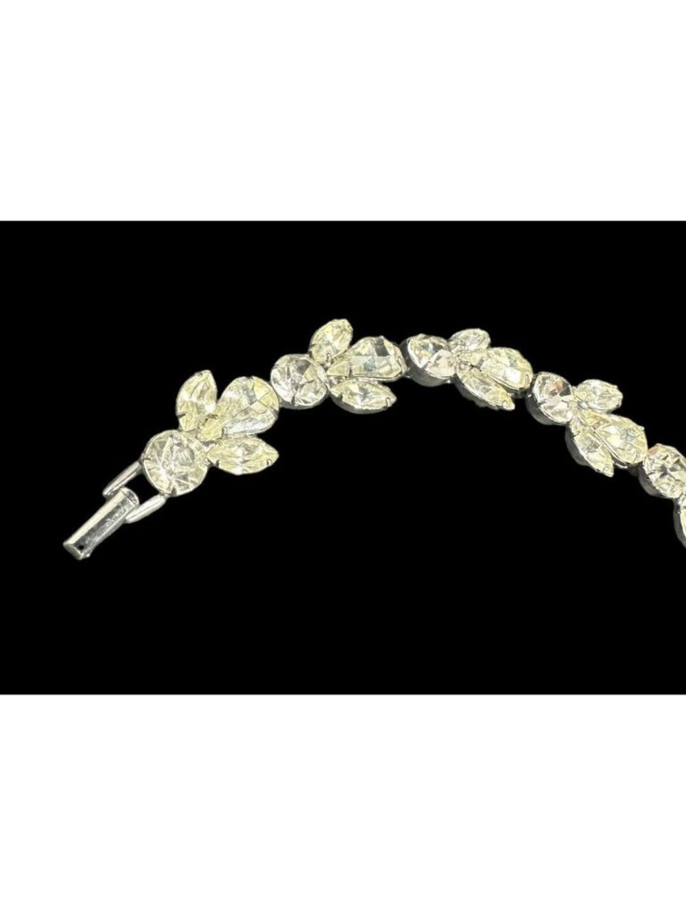 Vintage Marie Ferra Bracelet Pronged Clear Rhinestone Silver Tone Signed